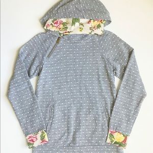 Ampersand Gray Polka Dot & Floral Hoodie